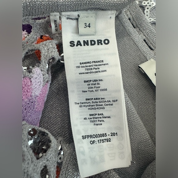 Sandro Silver Sequin Crotchet Dress - Picture 9 of 10